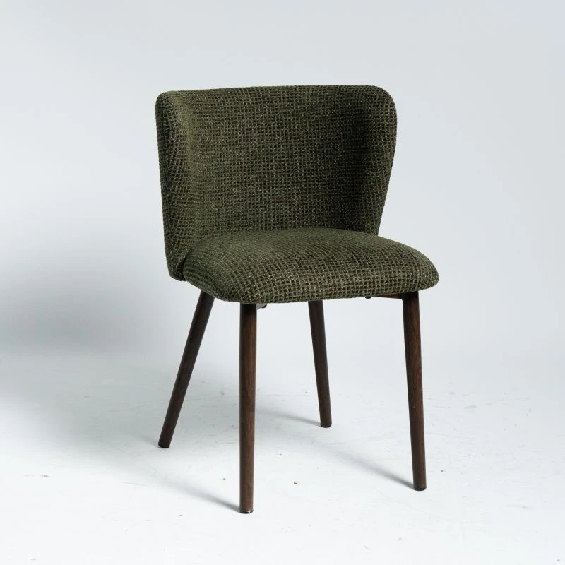 Chaise de salle à manger verte rétro avec cadre rond à transfert de chaleur